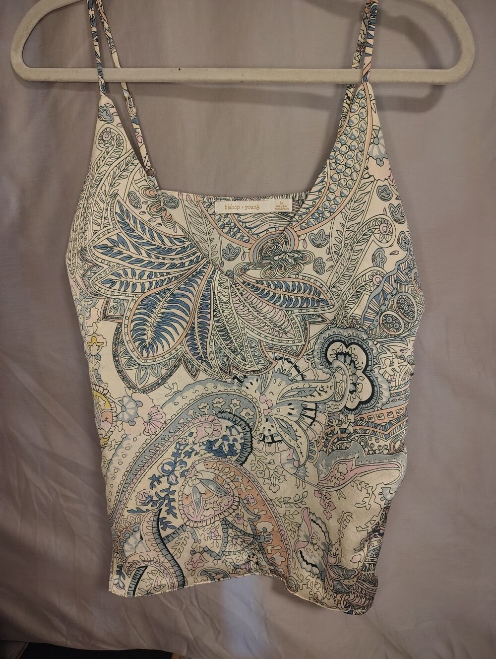 bishop + young Cream Paisley Print Camisole with Blue and Pink Accents